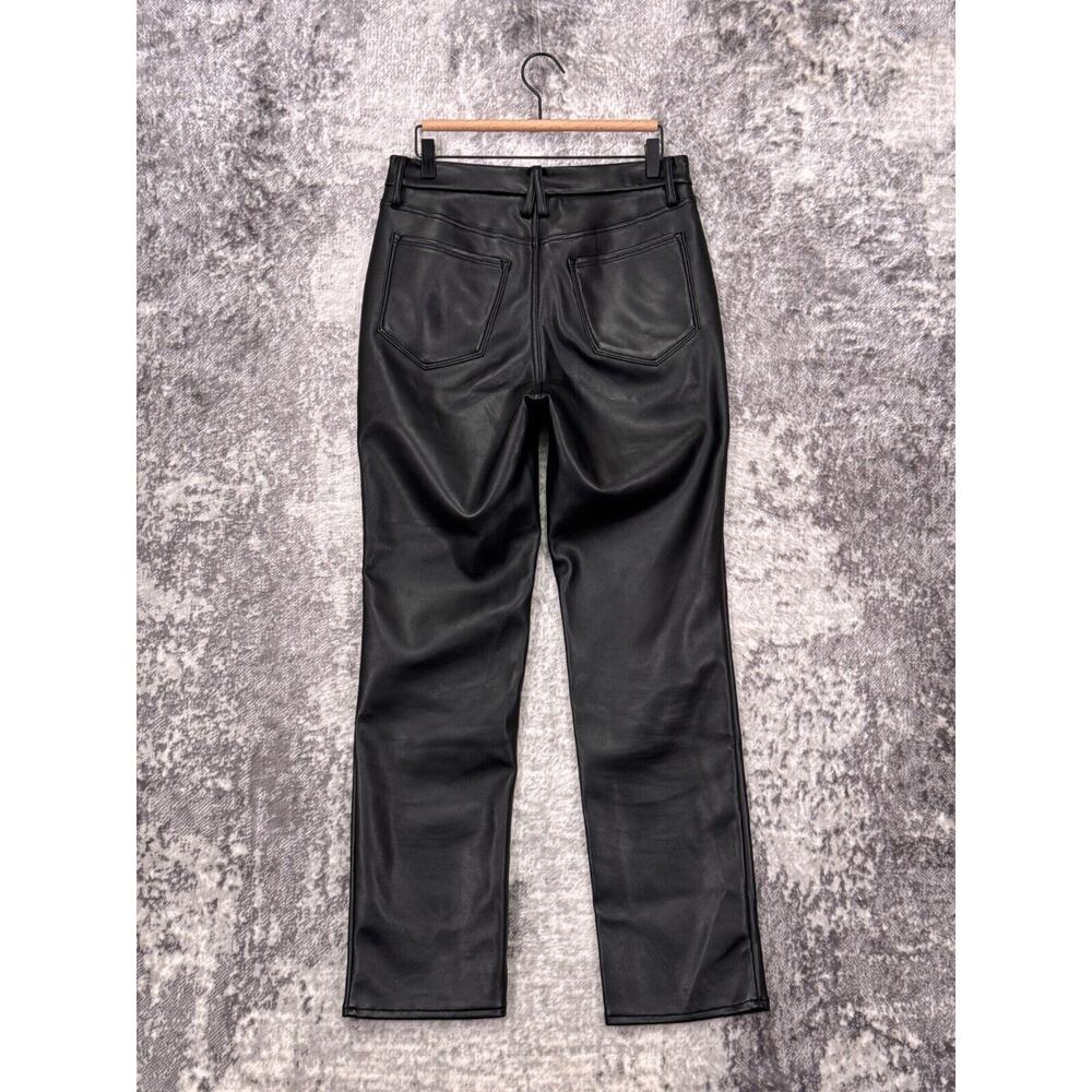 Good American Pants 8 / 29 Womens Good Icon Straight Vegan Leather Cutout Black - Picture 2 of 7